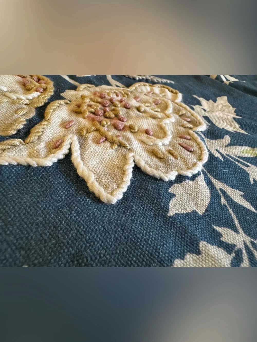NWOT Pottery Barn 24 in Bethany Floral embroidered reversible pillow Euro sham